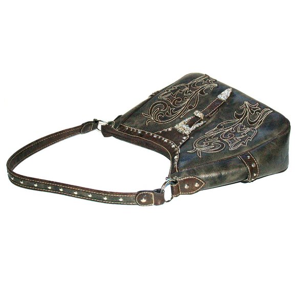 Western Style Studs & Bling Lucky U Pattern Cowgirls Shoulder Bag Purse - Picture 5 of 8